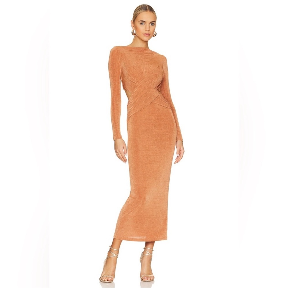 Significant Other Rosie Crisscross Cutout Midi
Dress in Caramel NWT